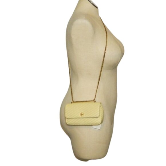 Tory Burch $348 Mini Kira Moto Quilt Flap Bag Lemon NWT! - Picture 3 of 7